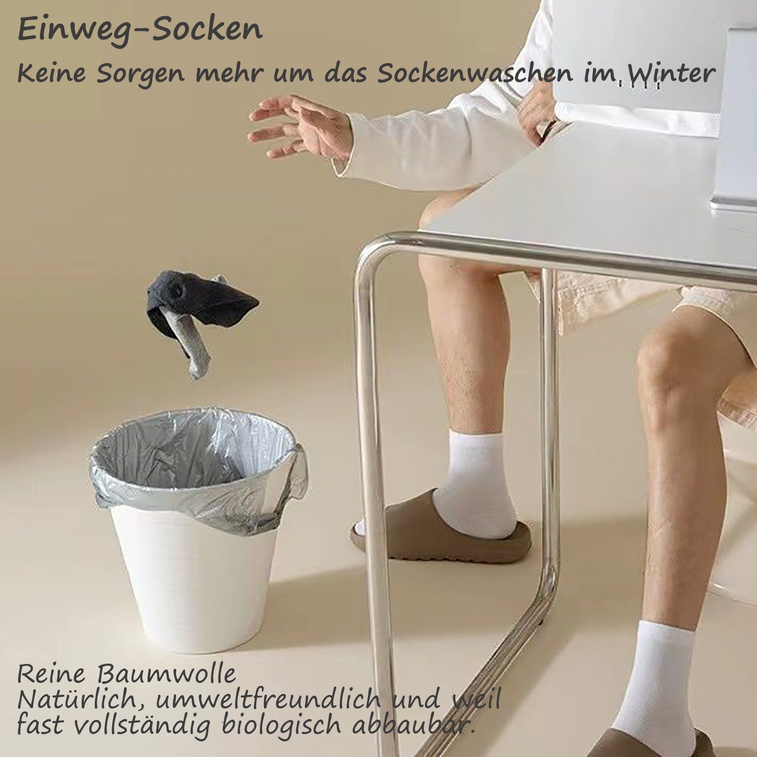 Freizeitsocken Baum-wolle Einweg-Socken Sportsocken Unisex 30 Paar Grau Daisred