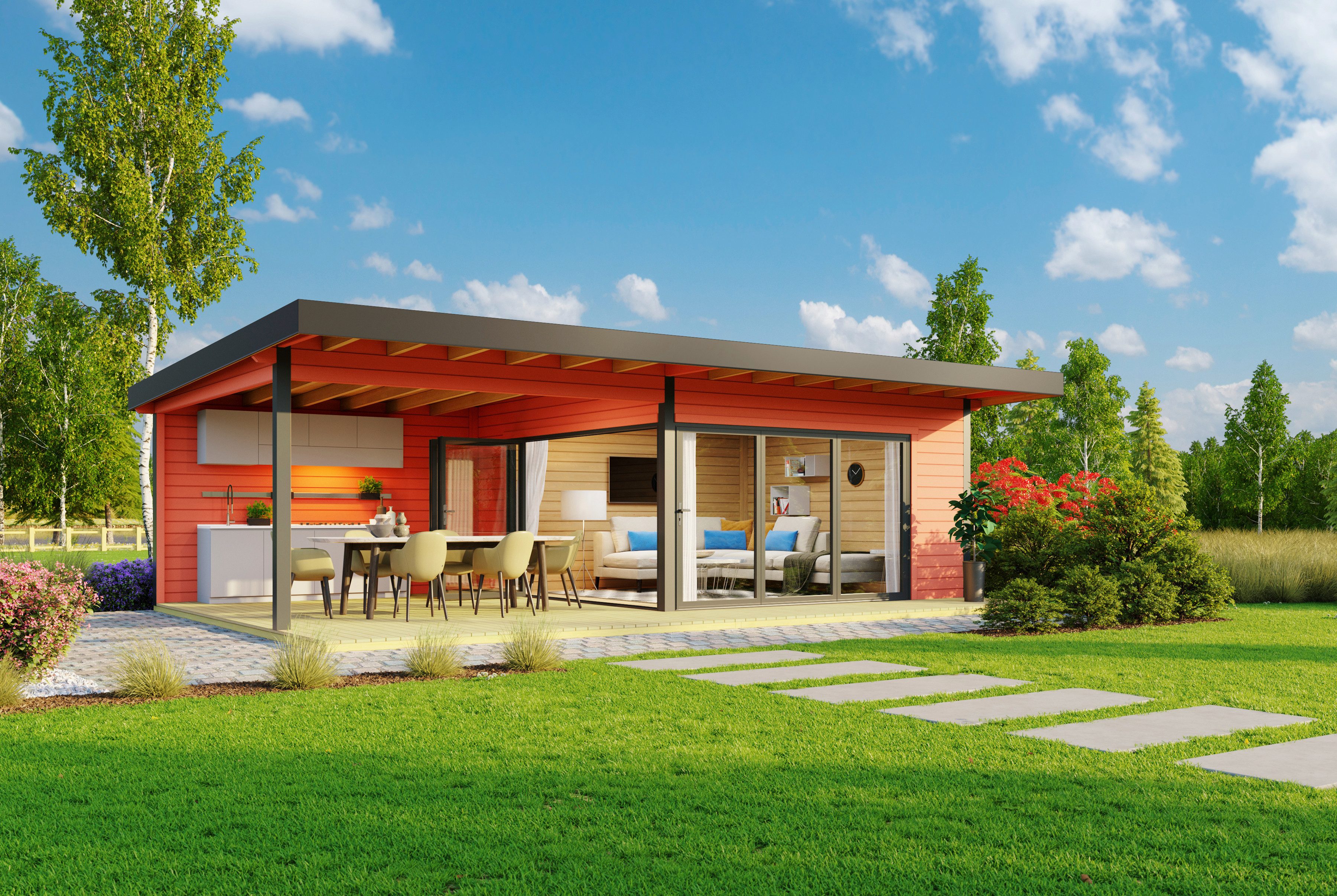 LASITA MAJA Gartenhaus DOMEO 10, BxT: 890x590 cm, (Set), mit Anbau