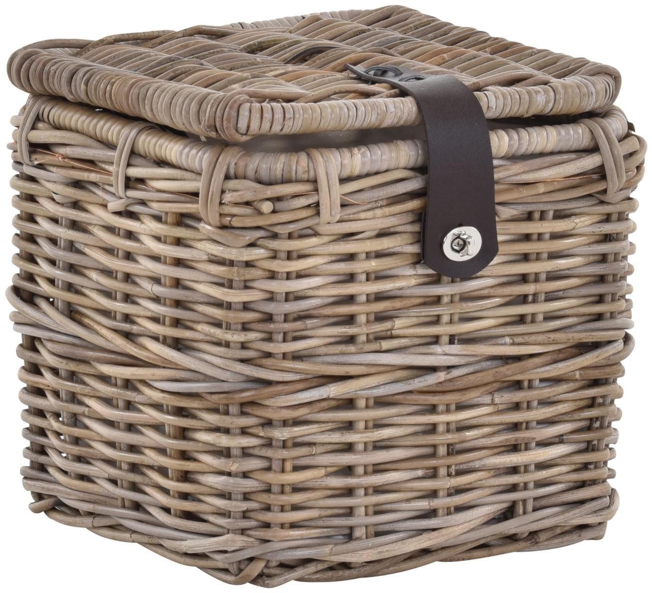 Krines Home Allzweckkorb Korbtruhe Allzweck Korb Aufbewahrung mit Deckel Box Spielzeugtruhe, Natur Rattan Quadratisch