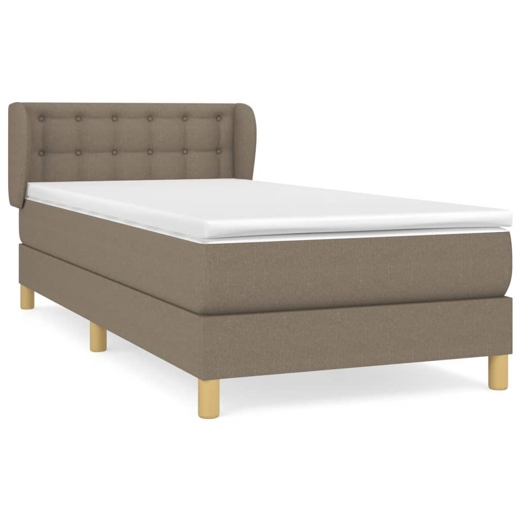 vidaXL Boxspringbett 90 x 200 cm Boxspringbett mit Matratze Taupe 90x200 cm Stoff Bett Bett