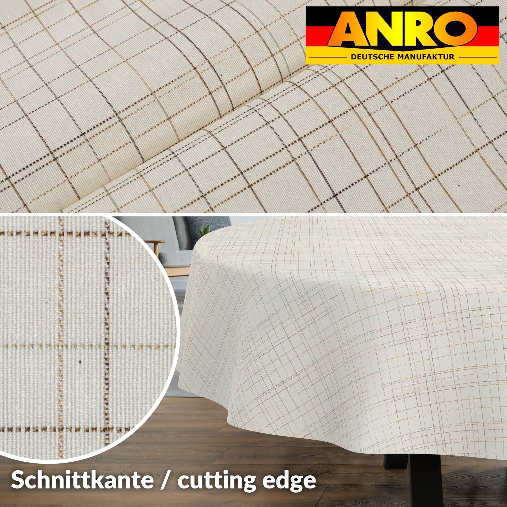 ANRO Tischdecke mit feiner Veredelung und Beschichtung Tischwäsche Stoff-Tischdecke (Einzelstück 1-tlg), Premium TEFLON und 2-Fache Acryl Beschichtung
