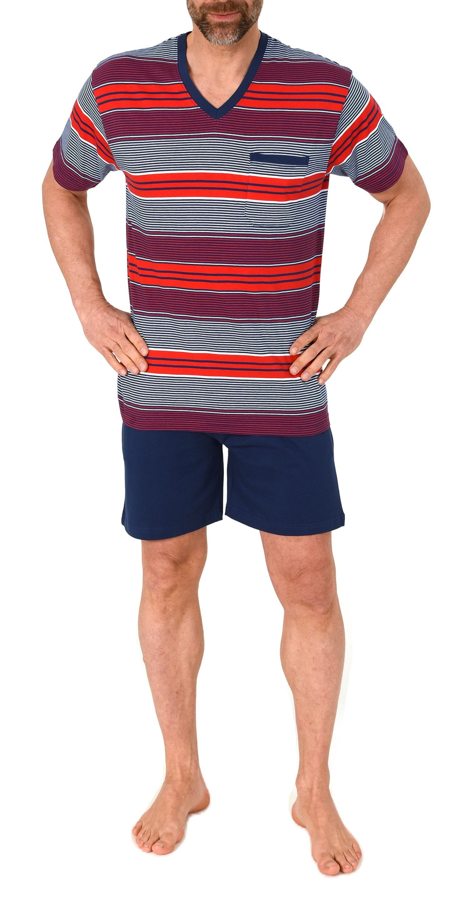 Normann Pyjama Normann Herren Pyjama kurzarm Shorty gestreift - auch in Übergrössen