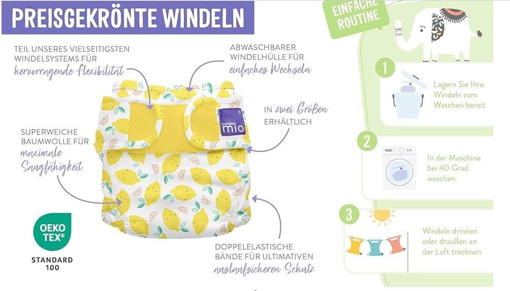 Bambino Mio Stoffwindeln Bambino Mio, Mioduo Stoffwindel Überhose Gr. 1 bis 9Kg