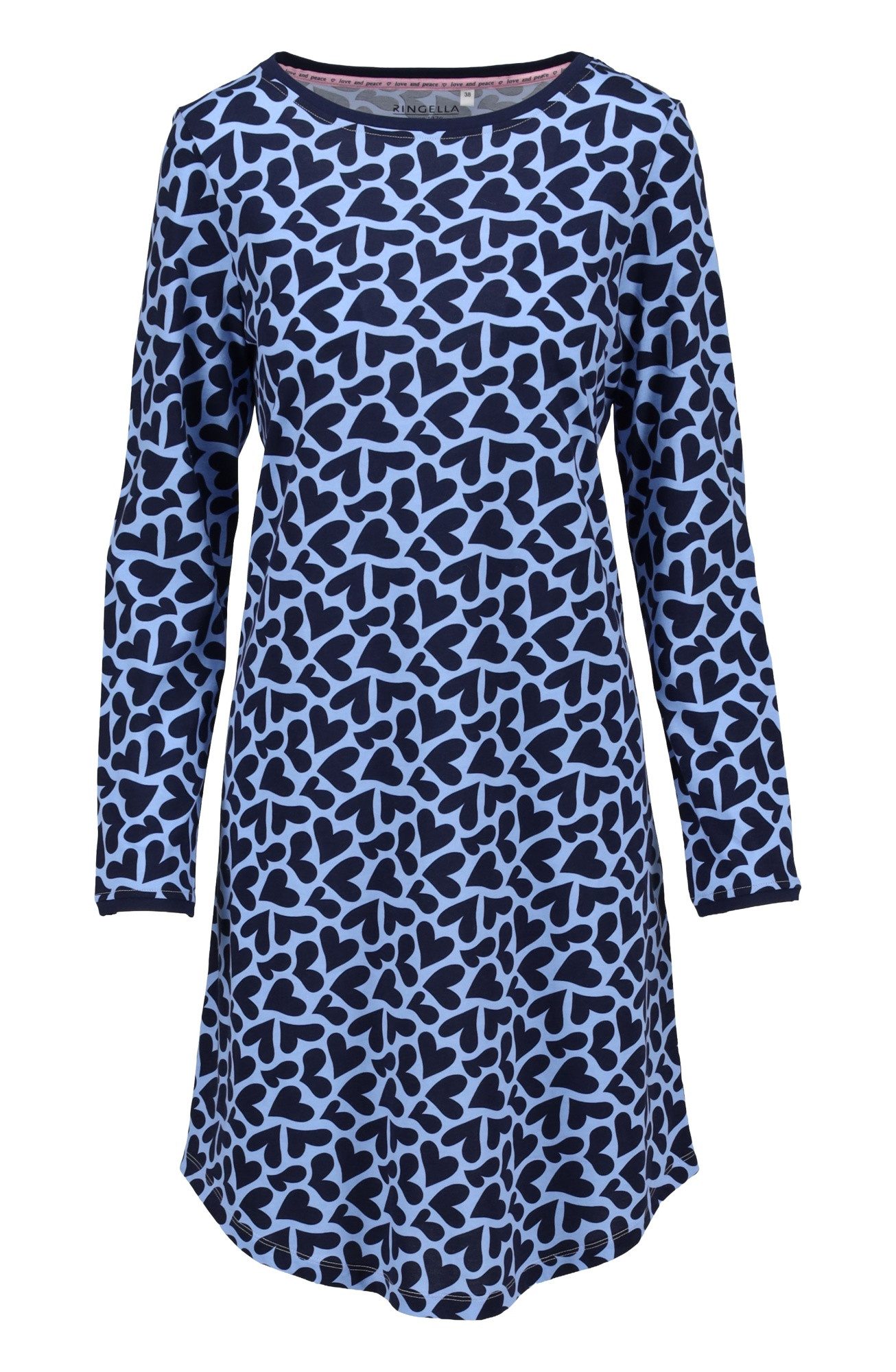 Ringella Nachthemd - Langarm Sleepshirt mit Herz-Dessin (1-tlg) Single Jersey aus reiner Baumwolle