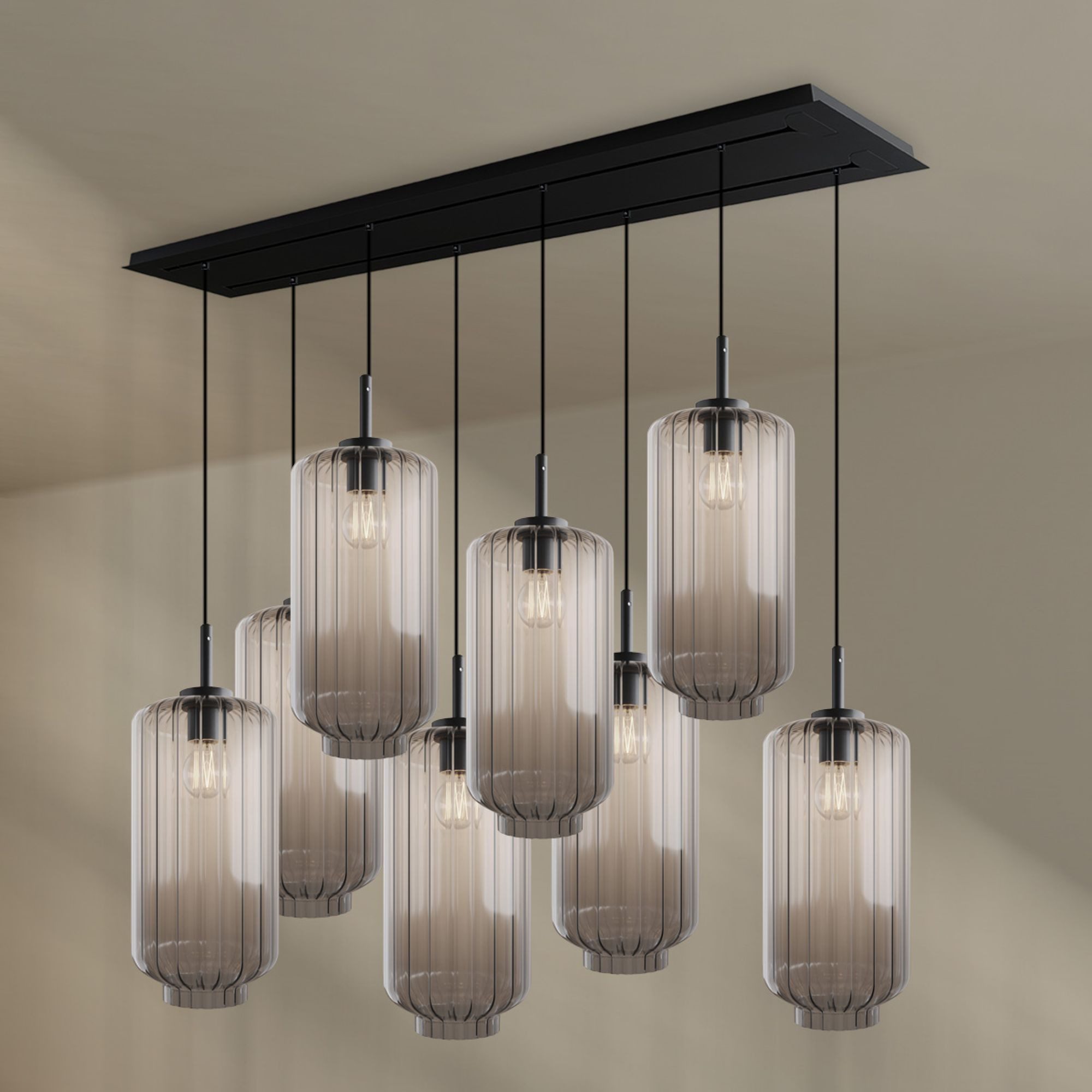s.luce Pendelleuchte Velo Esstischleuchte 8-flg 160cm 2-reihig Ø 18cm Klar