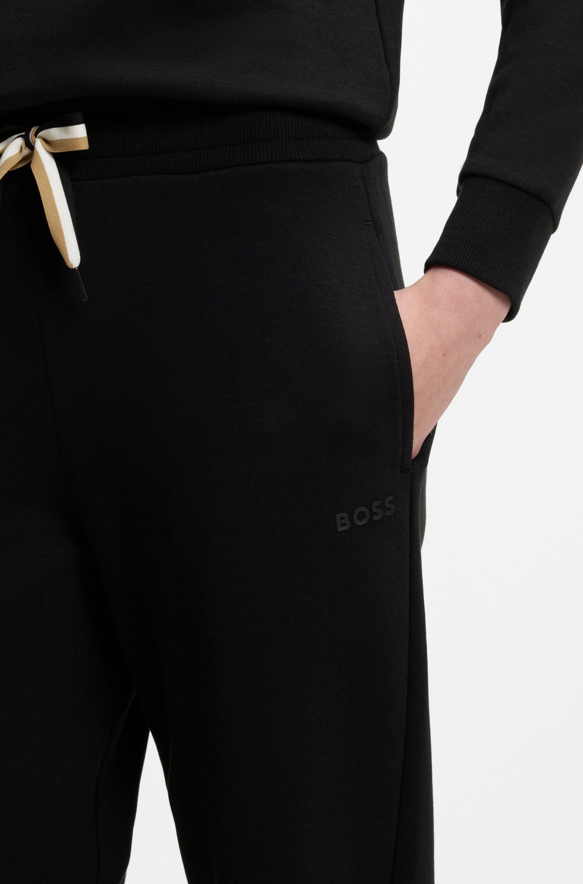 BOSS Relaxhose CP Stripe_Pants Cuff mit kontrastfarbener Kordel