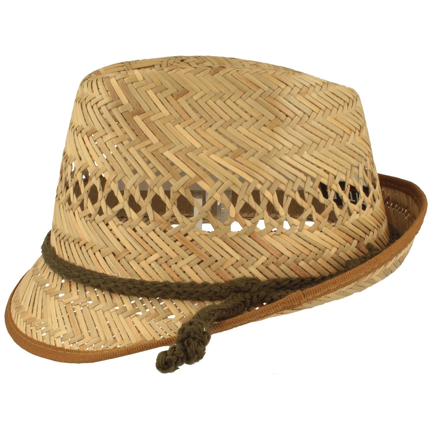 Breiter Strohhut für Kinder mit brauner Kordel