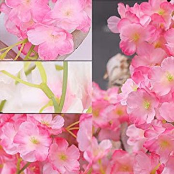 Kunstblume 3 Stück künstliche Blume Kirschblüten-Rattan Hochzeit Rattan, Houhence