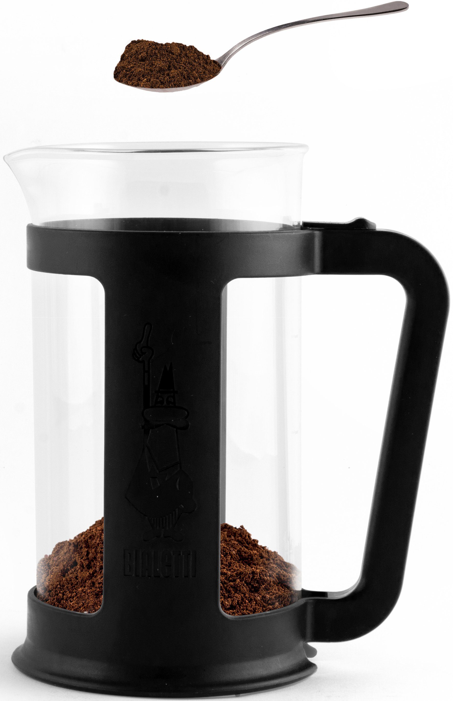 BIALETTI Kaffeebereiter Smart, Kaffeekanne, 0,35l Borosilikatglas transparent/schwarz hitzebeständiges