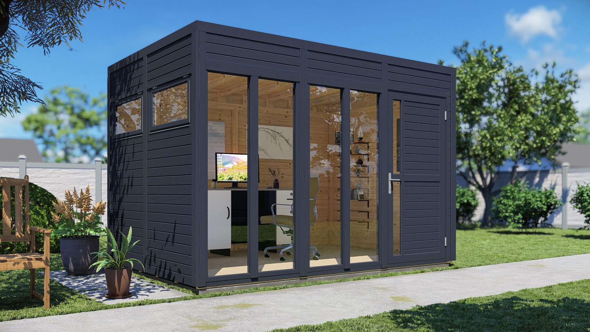 KONIFERA Gartenhaus Cubus 3 Office Lounge, BxT: 559x240 cm