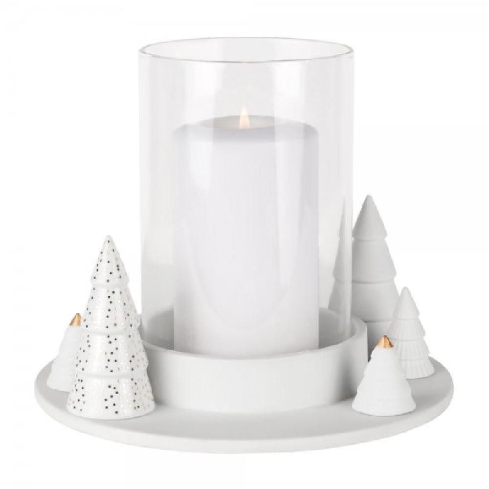 Räder Windlicht Design Windlicht Blockkerzenhalter Tannen Weiß-Gold günstig online kaufen