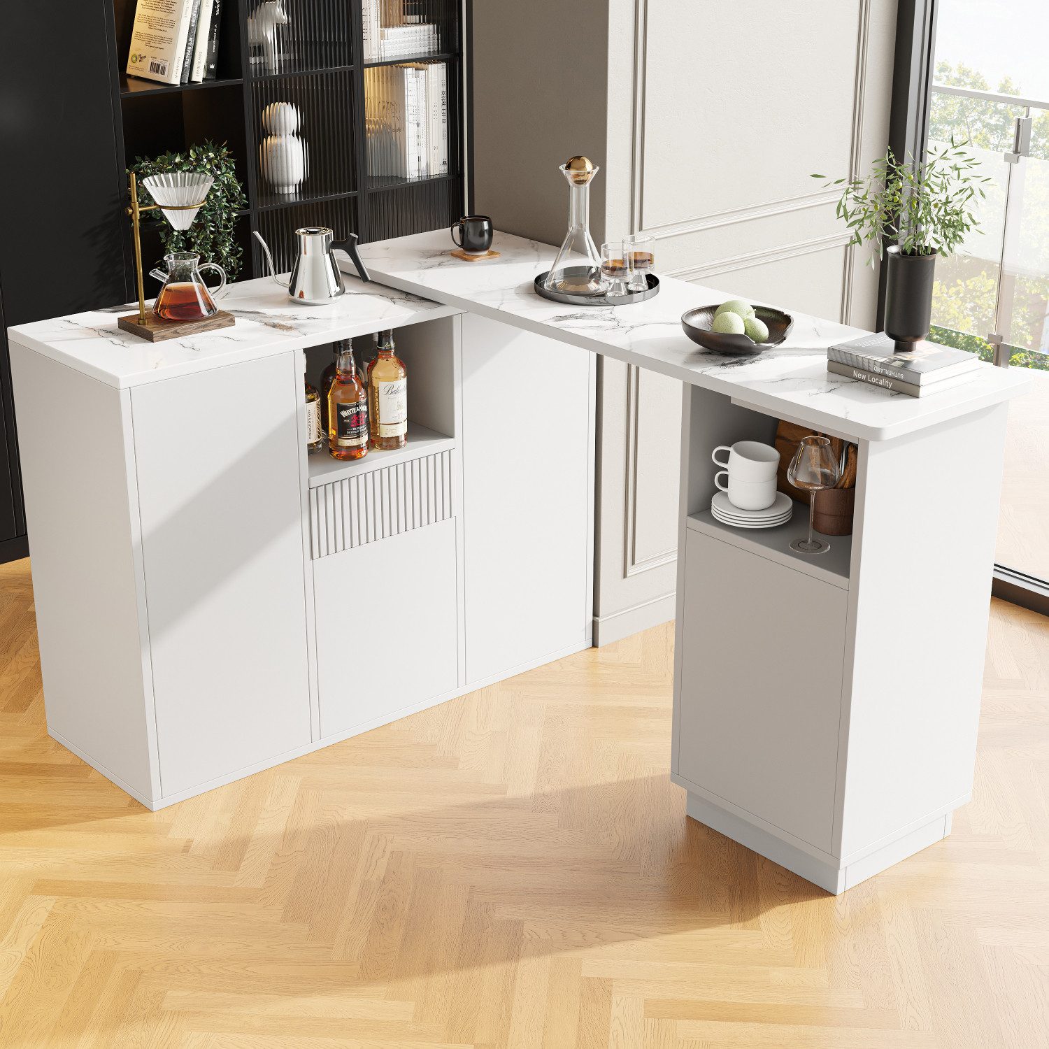 Flieks Bartisch 360° drehbar Essbar(90–198,5x30x75 cm) günstig online kaufen