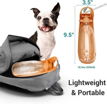 Fivejoy Futternapf Hunde Trinkflasche 550ML, Leicht zu Tragen, Katzen Trinknapf Wasserflasche für Unterwegs
