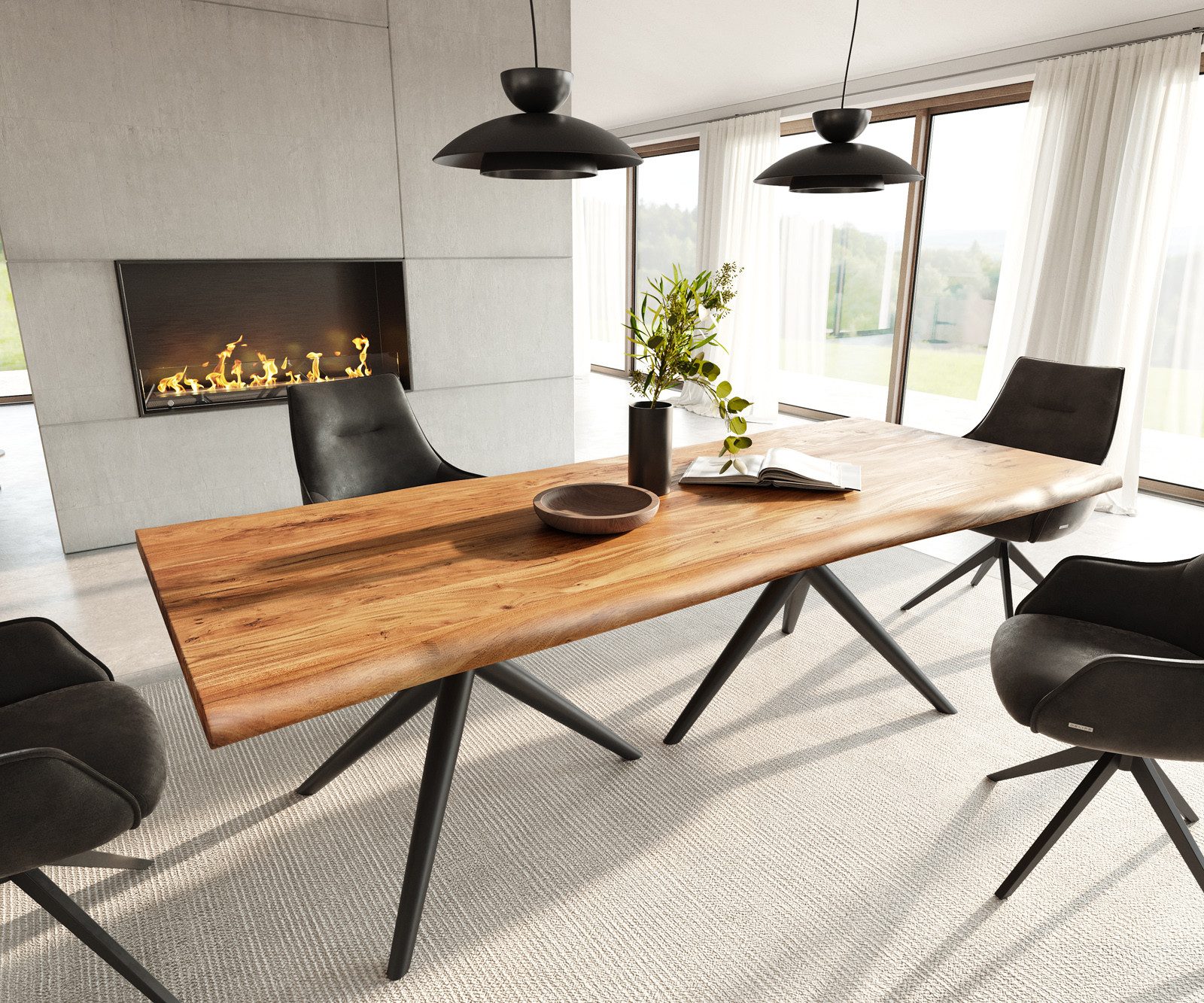DELIFE Esstisch Edge, Akazie Natur 240x100 günstig online kaufen