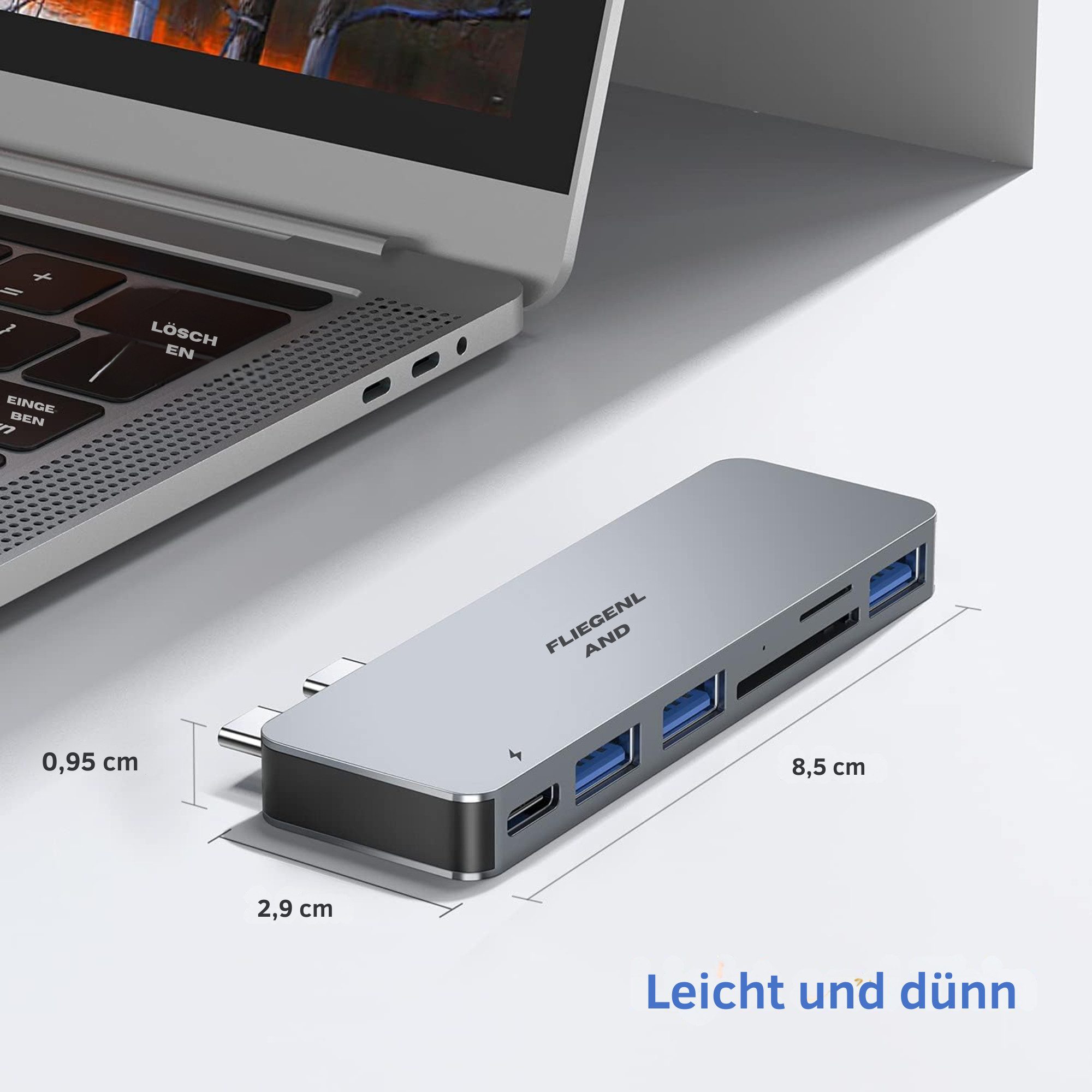Vivitar USB-C Hub für MacBook Pro & Air mit Thunderbolt 3, 3× USB 3.0 USB-Adapter schnelle und stabile Verbindungen, Datenübertragung mit bis zu 5 Gbit/s zu Doc – Bild 5 von 5
