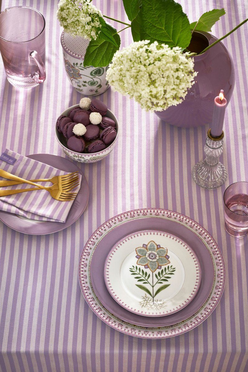 PiP Studio Frühstücksteller Lily&Lotus Frühstücksteller weiss/lila 21cm, Plate Lily&Lotus Off White 21cm