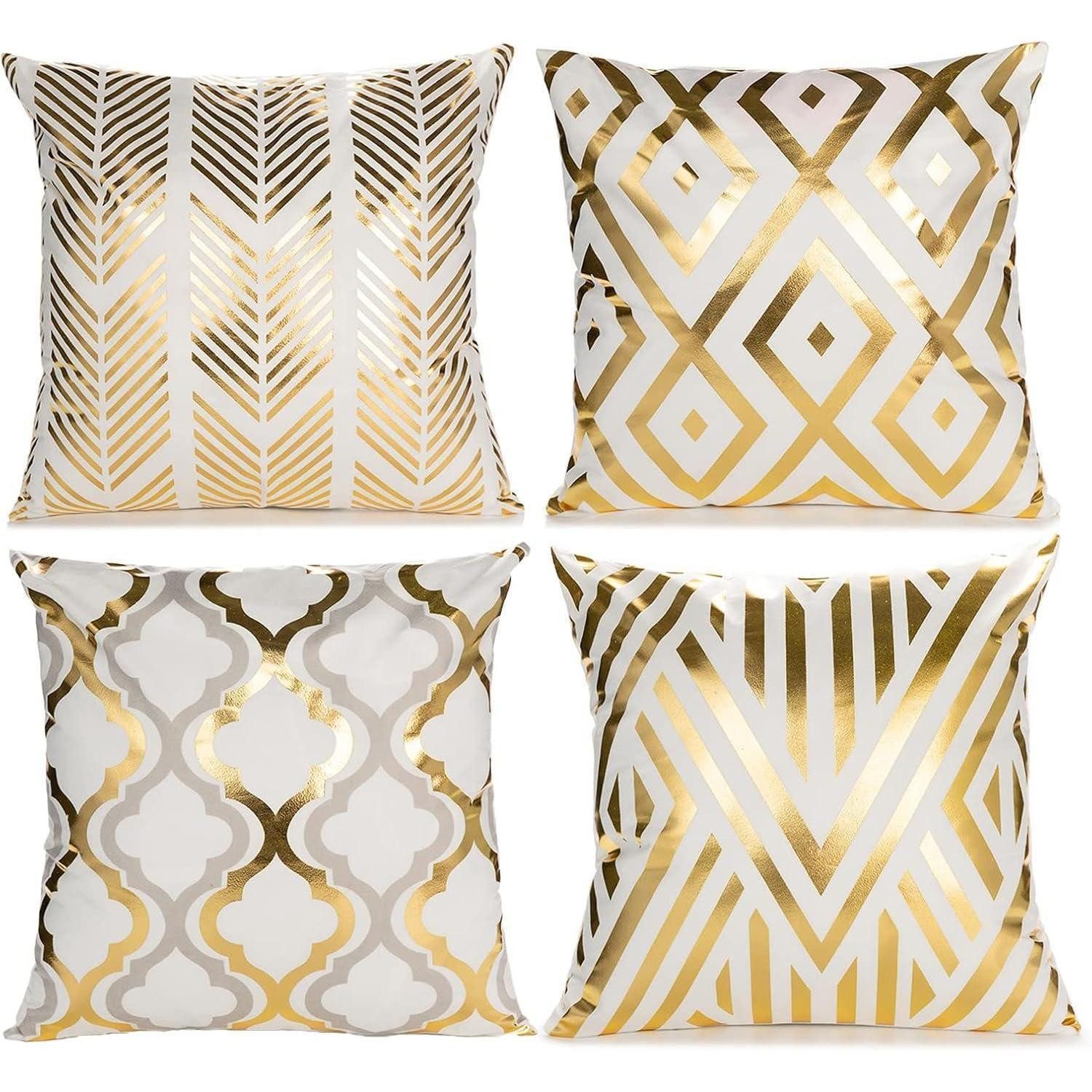 LuxusKollektion Dekokissen 4er Set samt Kissenbezug 45x45cm quadratisch dek günstig online kaufen