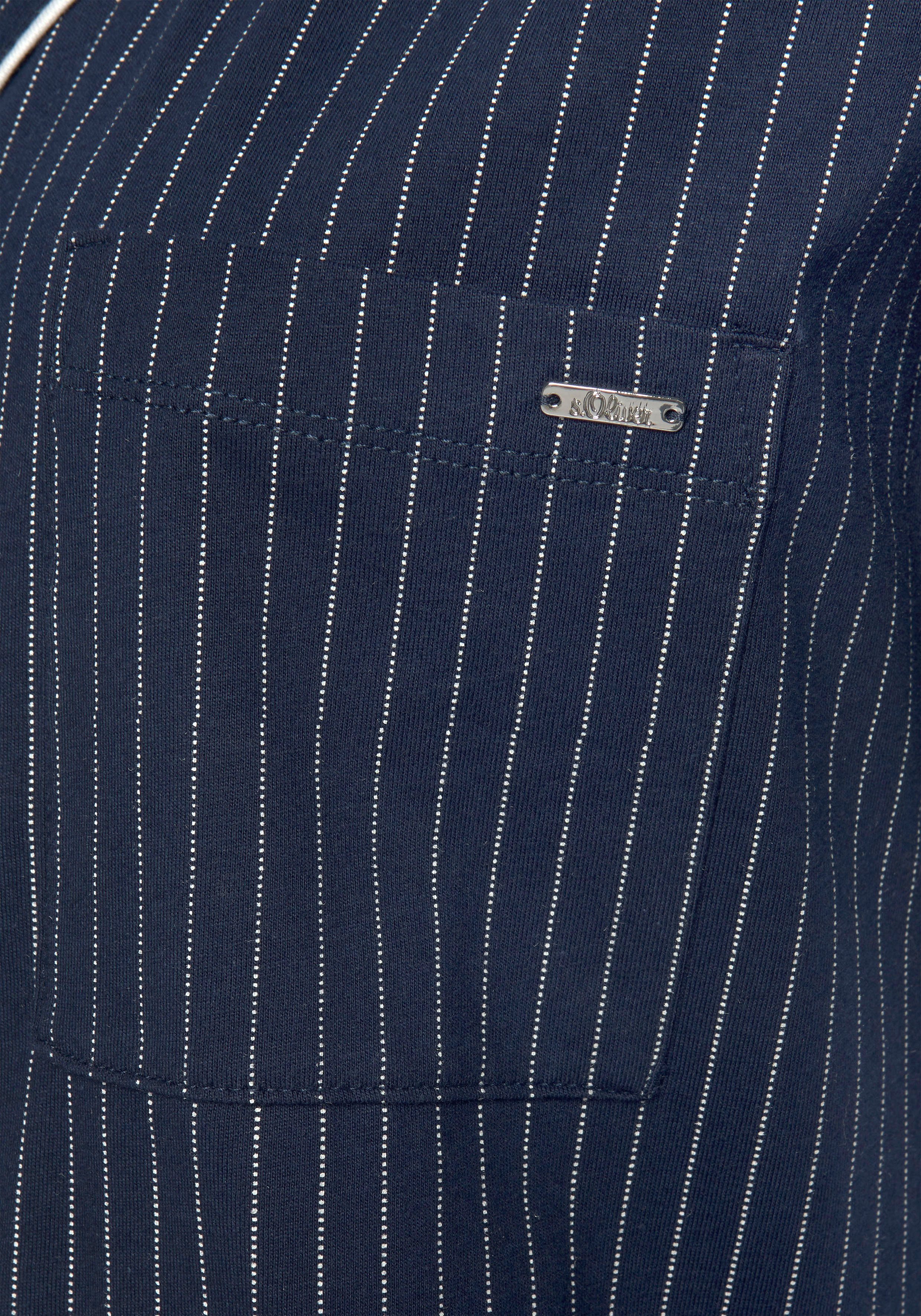 s.Oliver Nachthemd Brusttasche aufgesetzter dunkelblau-gestreift mit