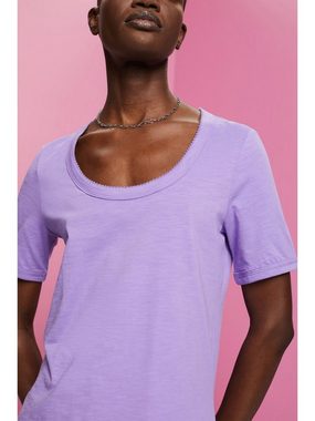 Esprit T-Shirt Baumwoll-T-Shirt mit U-Ausschnitt (1-tlg)