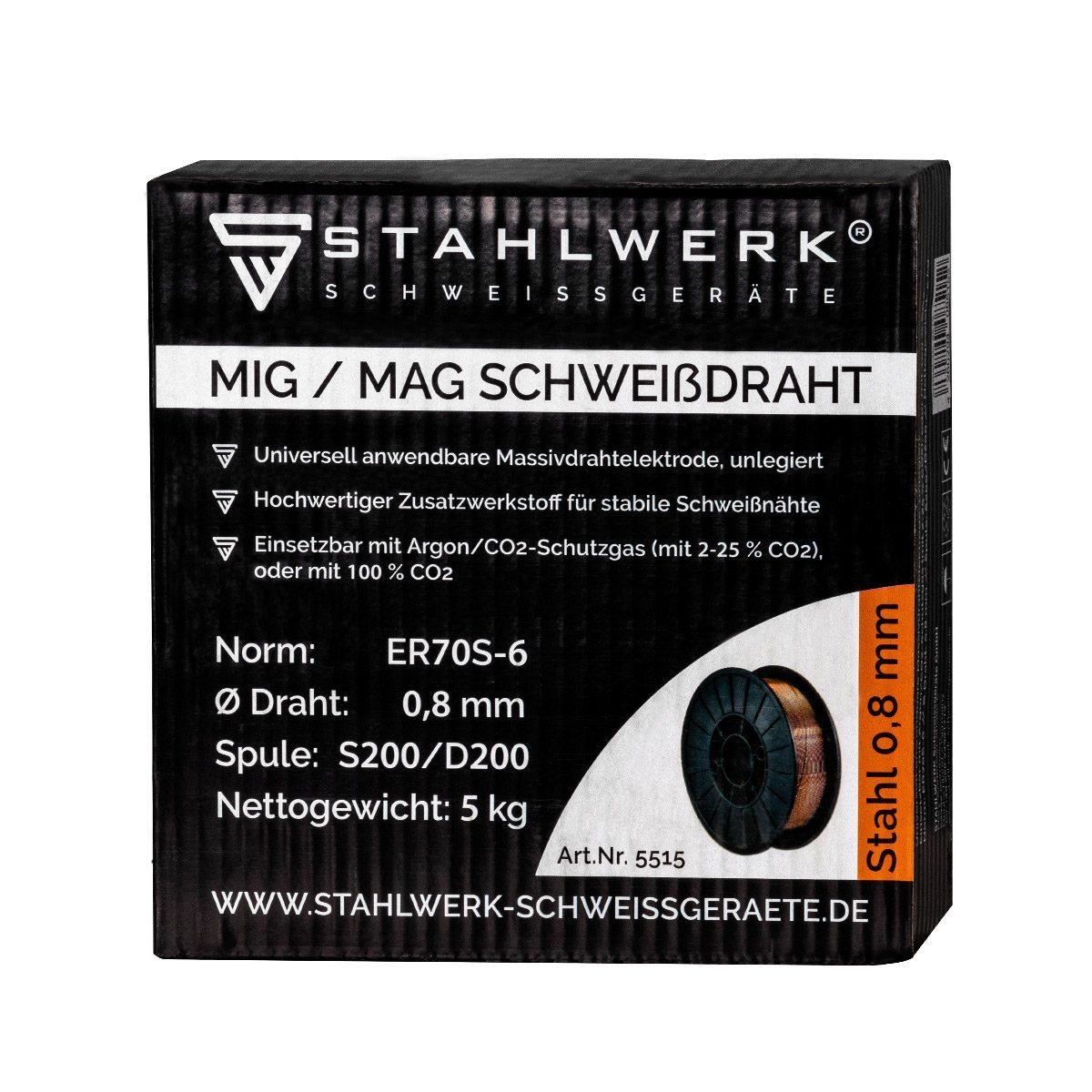 ER70S-6 mm x 2St) Schweißdraht D200 MIG MAG (Packung, STAHLWERK 2 SG2 0,8 Drahtrolle, auf