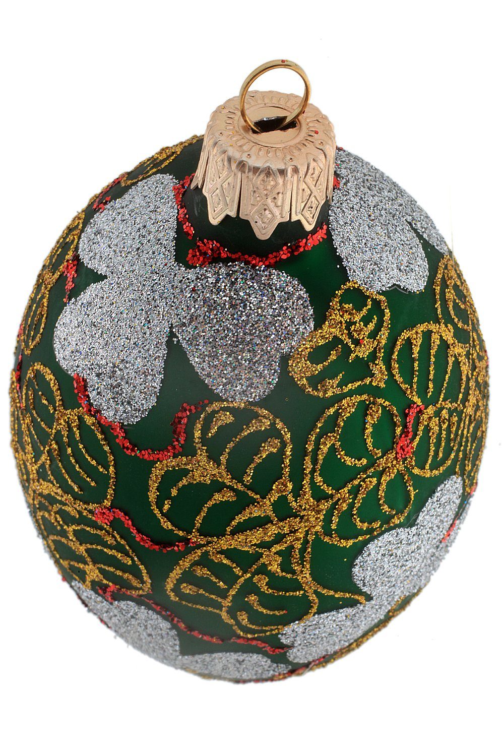 mit mundgeblasen Kleeblätter Hamburger Osterei Weihnachtskontor - handdekoriert Grünes (Set), Osterei
