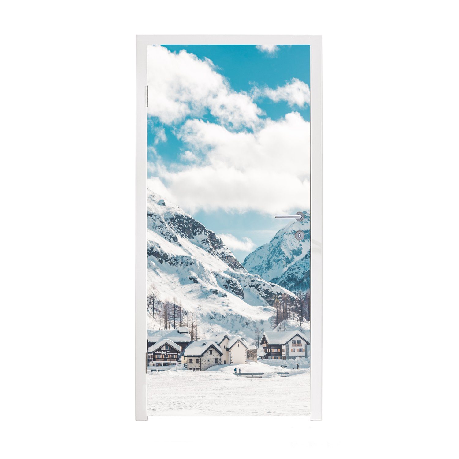 MuchoWow Türtapete Alpen - Schnee - Berge, Matt, bedruckt, (1 St), Fototapete für Tür, Türaufkleber, 75x205 cm