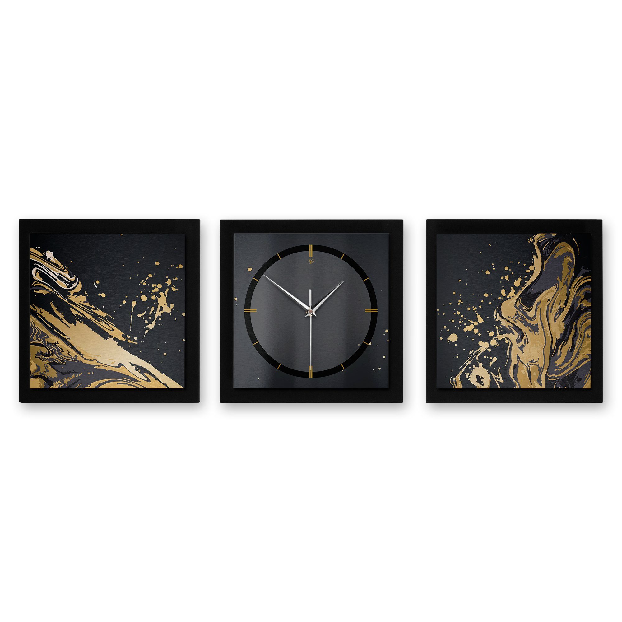Kreative Feder Wanduhr Gold & Black günstig online kaufen