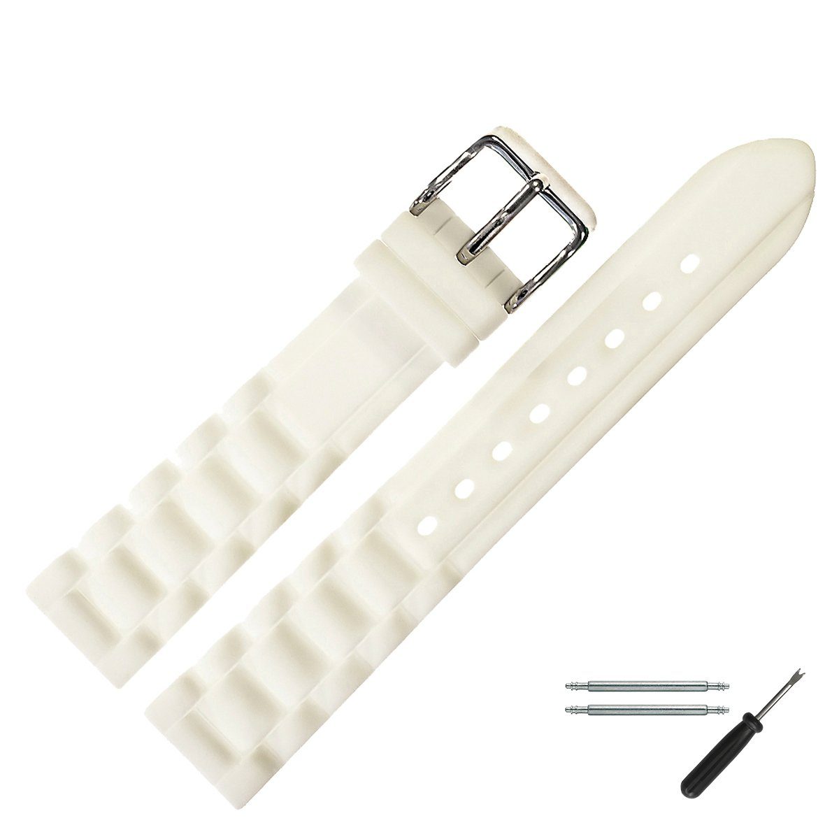 MARBURGER Uhrenarmband 20mm Kunststoff Silikon Weiss günstig online kaufen