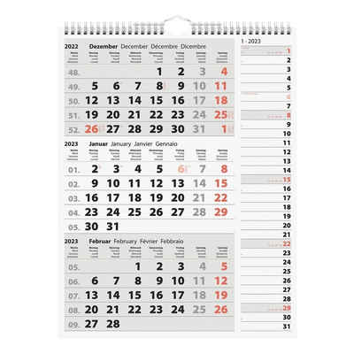 RIDO Monatskalender, für 2023, 3 Monate im Überblick