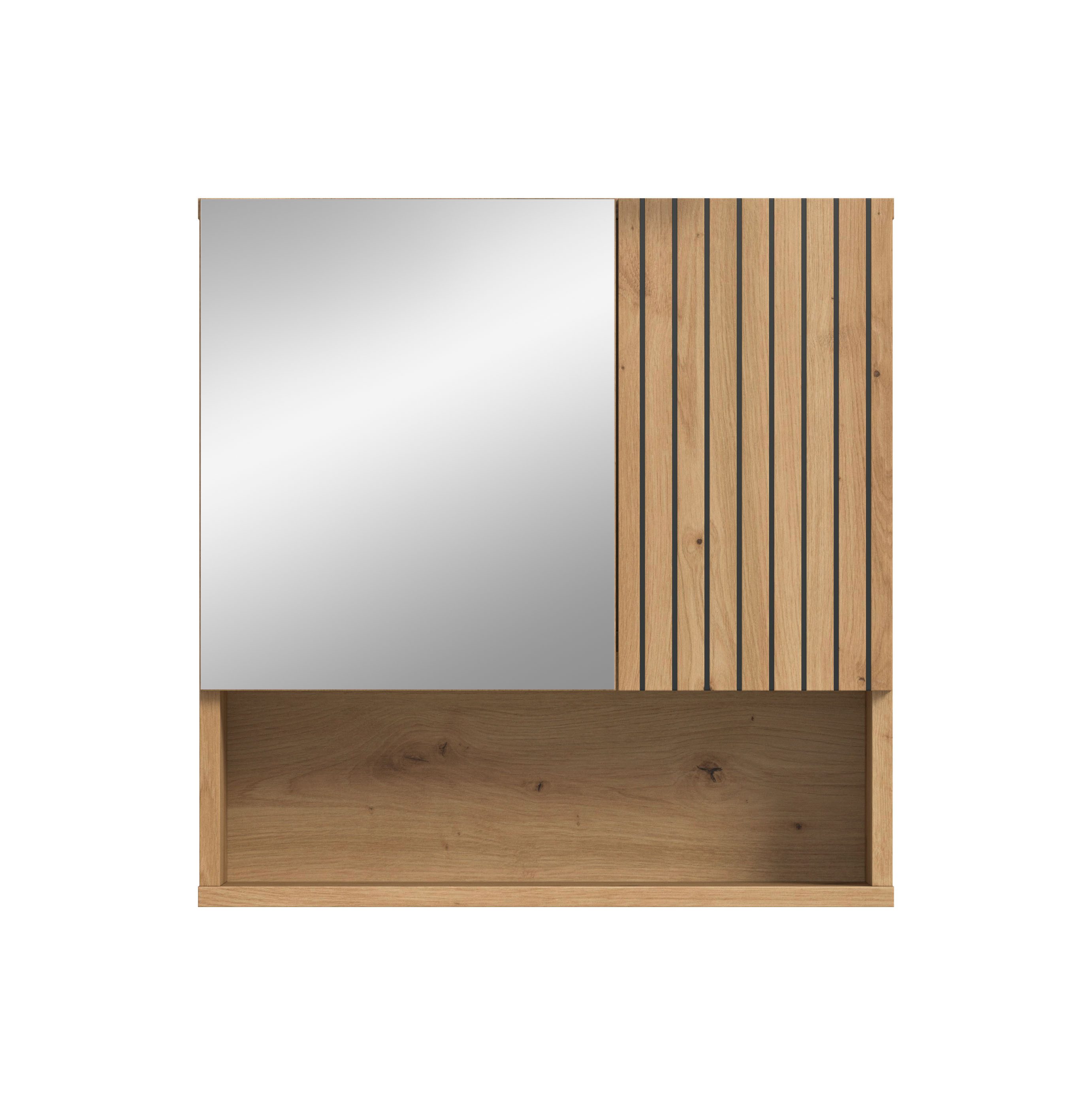furnling Badezimmerspiegelschrank Molu (1-St) 1 Spiegeltür, 1 Tür, 1 offenes Fach, Paneeloptik, Breite 54 cm