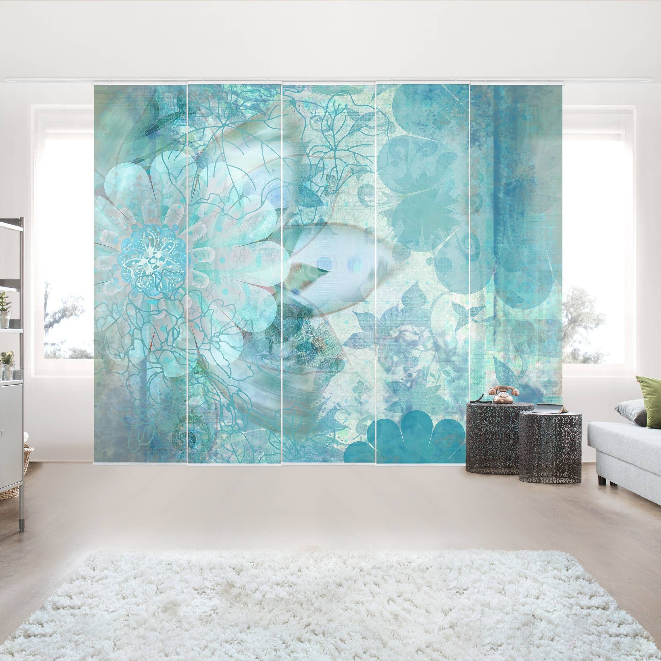 Bilderdepot24 Schiebegardine modern Flächenvorhang blickdicht Winterblumen, günstig online kaufen
