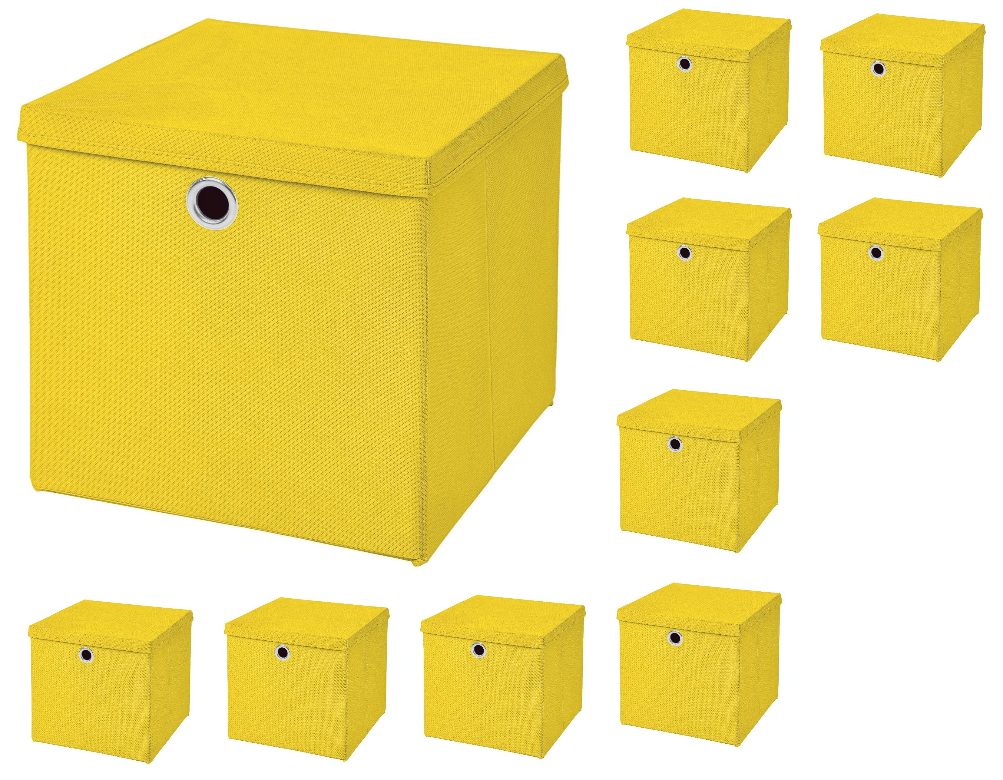 StickandShine Aufbewahrungsbox 10 Stück 32 x 32 x 32 cm Faltbox mit Deckel  Stoffbox Aufbewahrungsbox (10er SET 32x32x32) in verschiedenen Farben 32cm