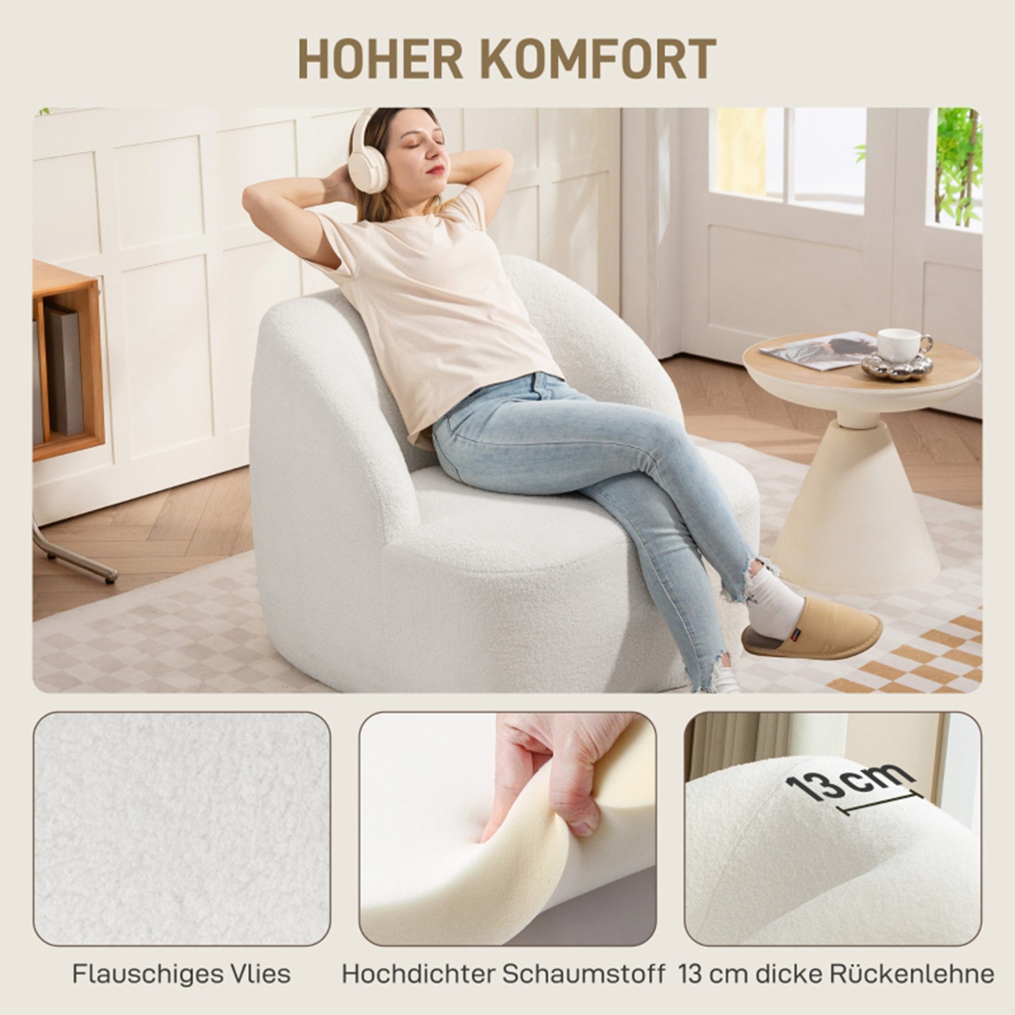 MC Star Sessel Moderner Sessel mit Fleece-Polsterung, kuscheliger Polsterse günstig online kaufen