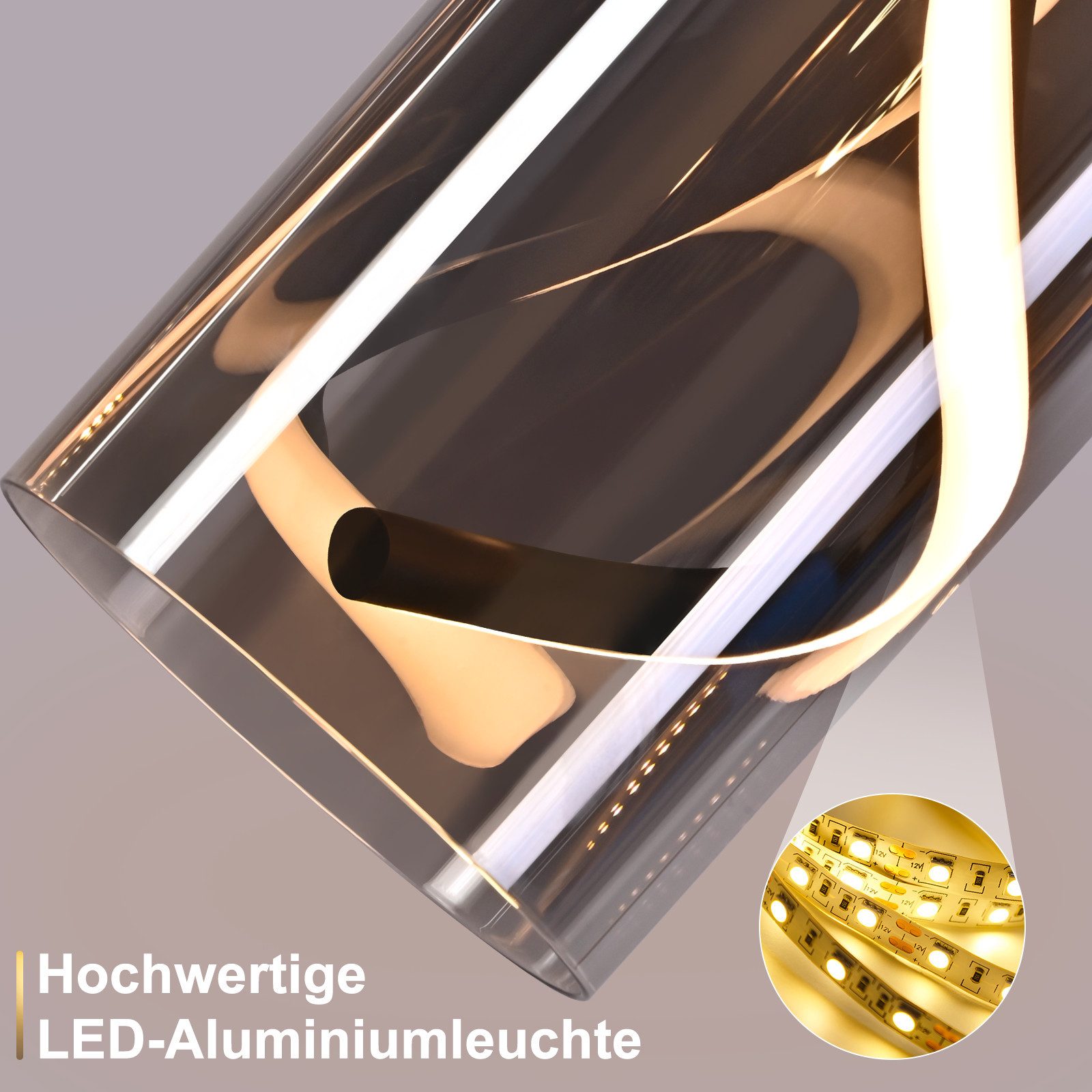 ZMH LED Pendelleuchte Esstisch Hängelampe Modern 3000K Hängeleuchte Glas 1/3 Flammig, LED fest integriert, Warmweiß, 11W Schwarz Pendellampe für Wohnzimmer Essz – Bild 5 von 5