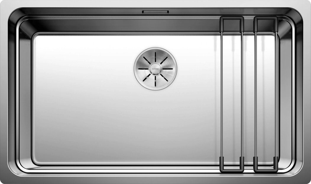 Blanco Edelstahlspüle ETAGON 700-U, eckig, 44/74 cm, (1 St), zum wechselseitigen Einbau geeignet, inklusive 2 ETAGON-Schienen