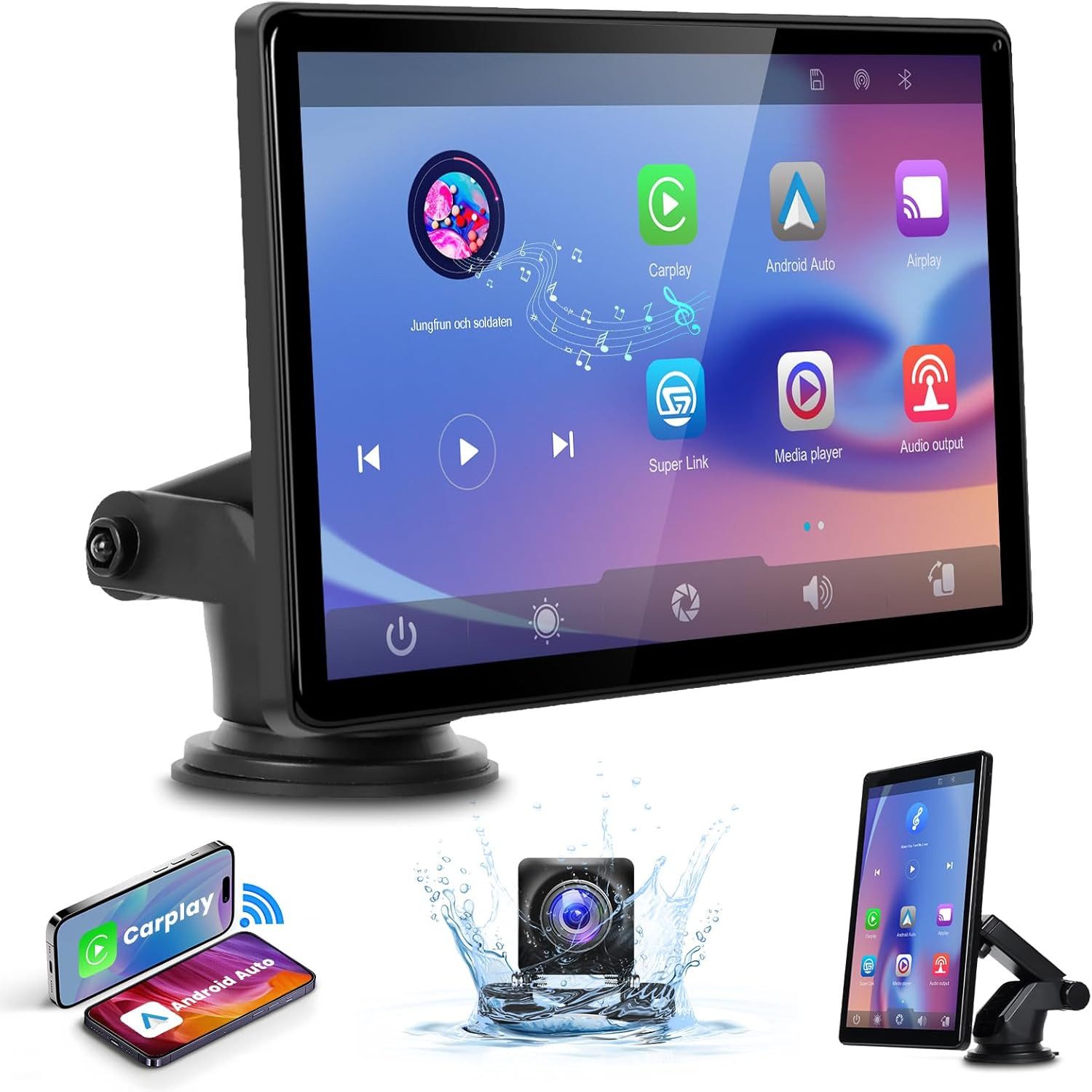 Drahtlose Carplay Bildschirm Android Auto 8" IPS Tragbares Autoradio Autoradio