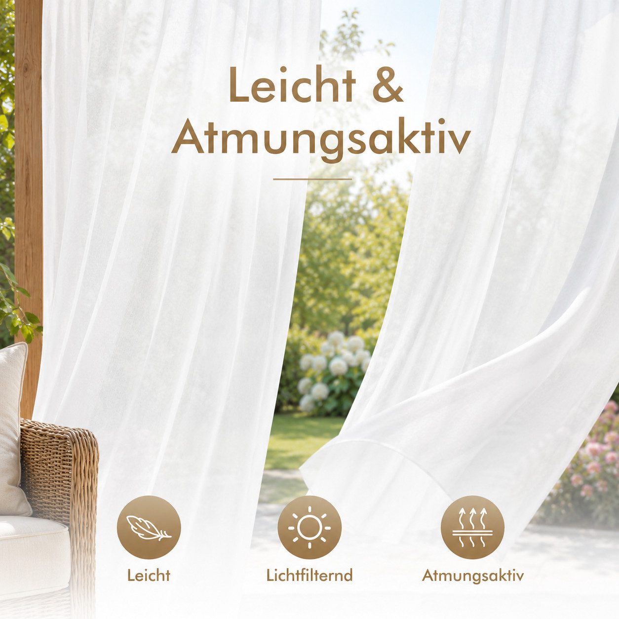Sunicol Outdoorvorhang Transparent spritzwassergeschützt Außenvorhang mit Ösen Gardinen (1 St), Voile Sichtschutz für Pavillon Terrasse Pergola Balkon Garten