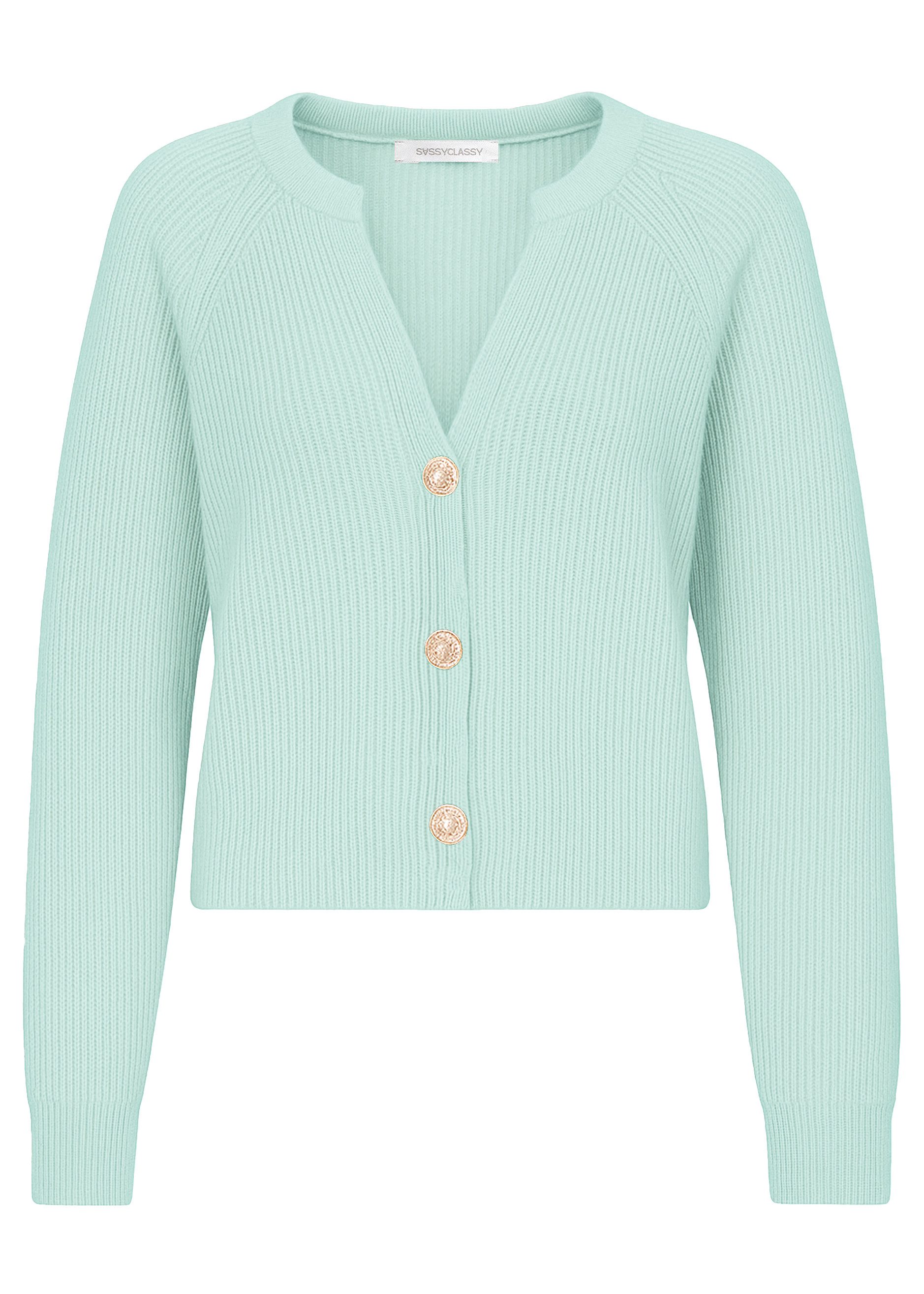 SASSYCLASSY Cardigan Cardigan mit V-Ausschnitt für Damen Weiche Strickjacke günstig online kaufen
