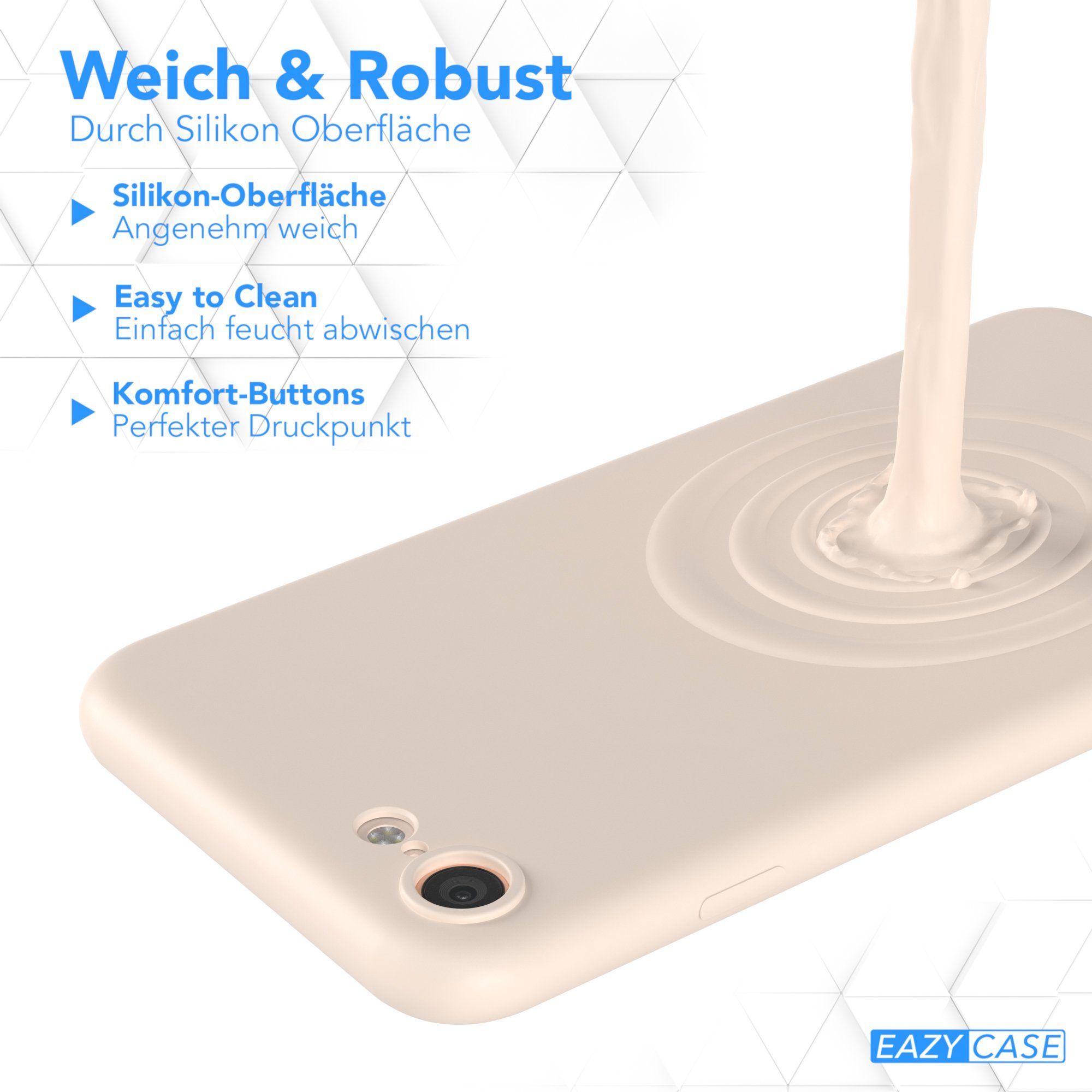 EAZY CASE Handyhülle für Apple iPhone SE 2022/2020 iPhone 8/7 Hülle Silikon 4,7 Zoll, Bumper Case Matt Slimcover Silikonschutzhülle elastisch Taupe / Beige – Bild 5 von 5
