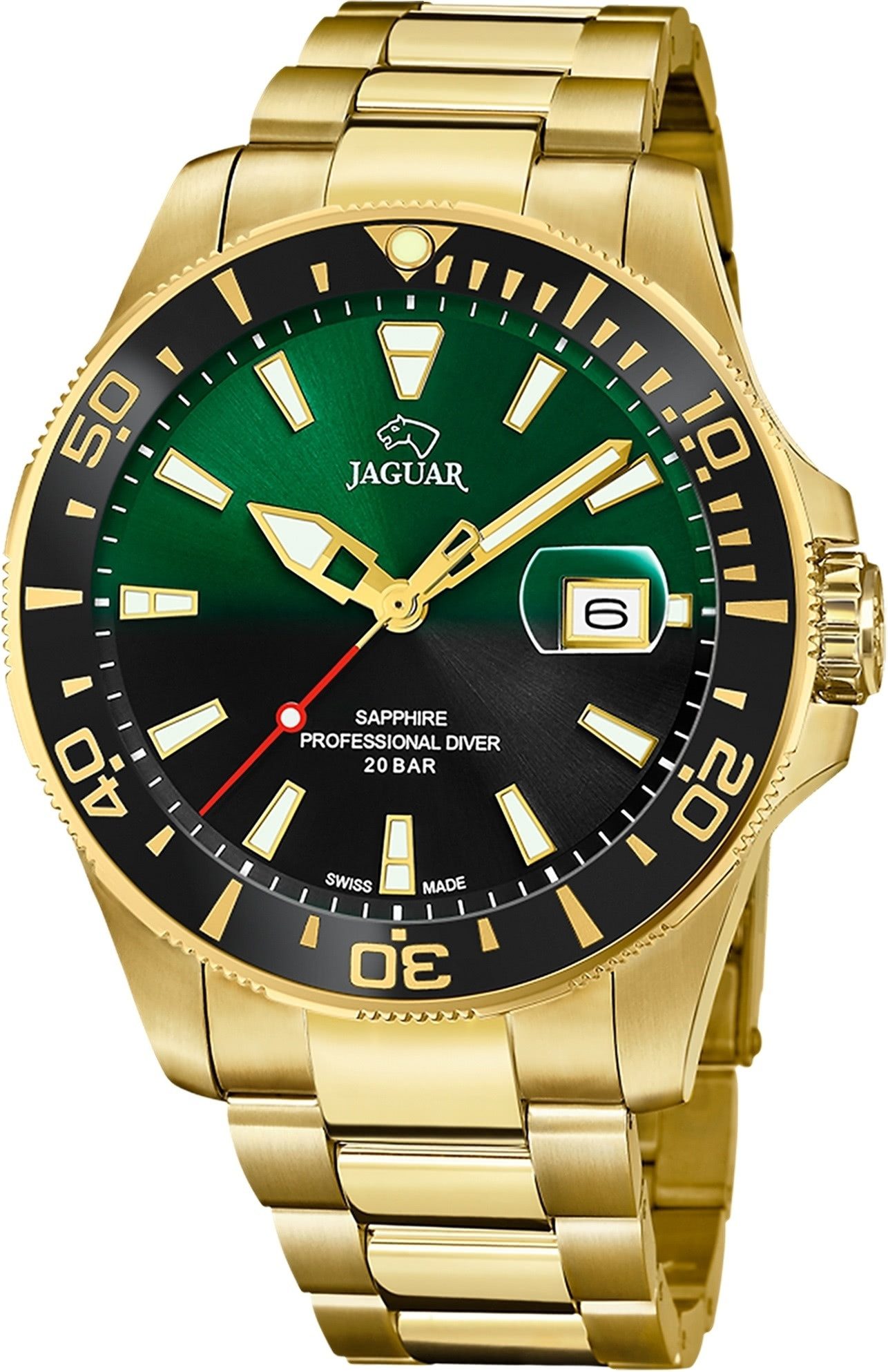 JAGUAR Quarzuhr Jaguar Herren Armbanduhr Executive Analog, (Analoguhr), Herrenuhr rund, groß (ca. 43mm) Edelstahlarmband, Sport-Style