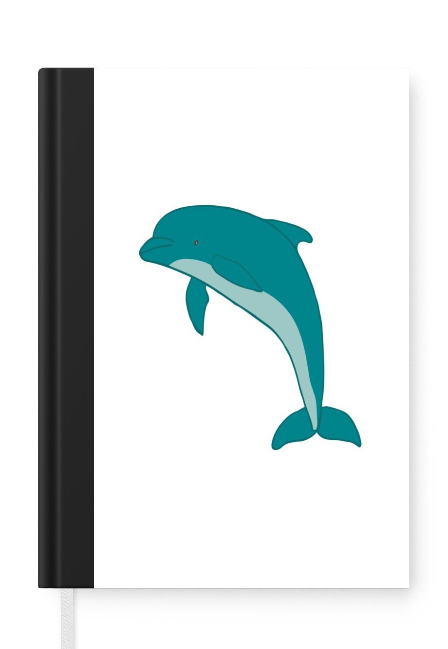 MuchoWow Notizbuch Delfin - Kinder - Weiß - Jungen - Mädchen, Journal, Merkzettel, Tagebuch, Notizheft, A5, 98 Seiten, Haushaltsbuch