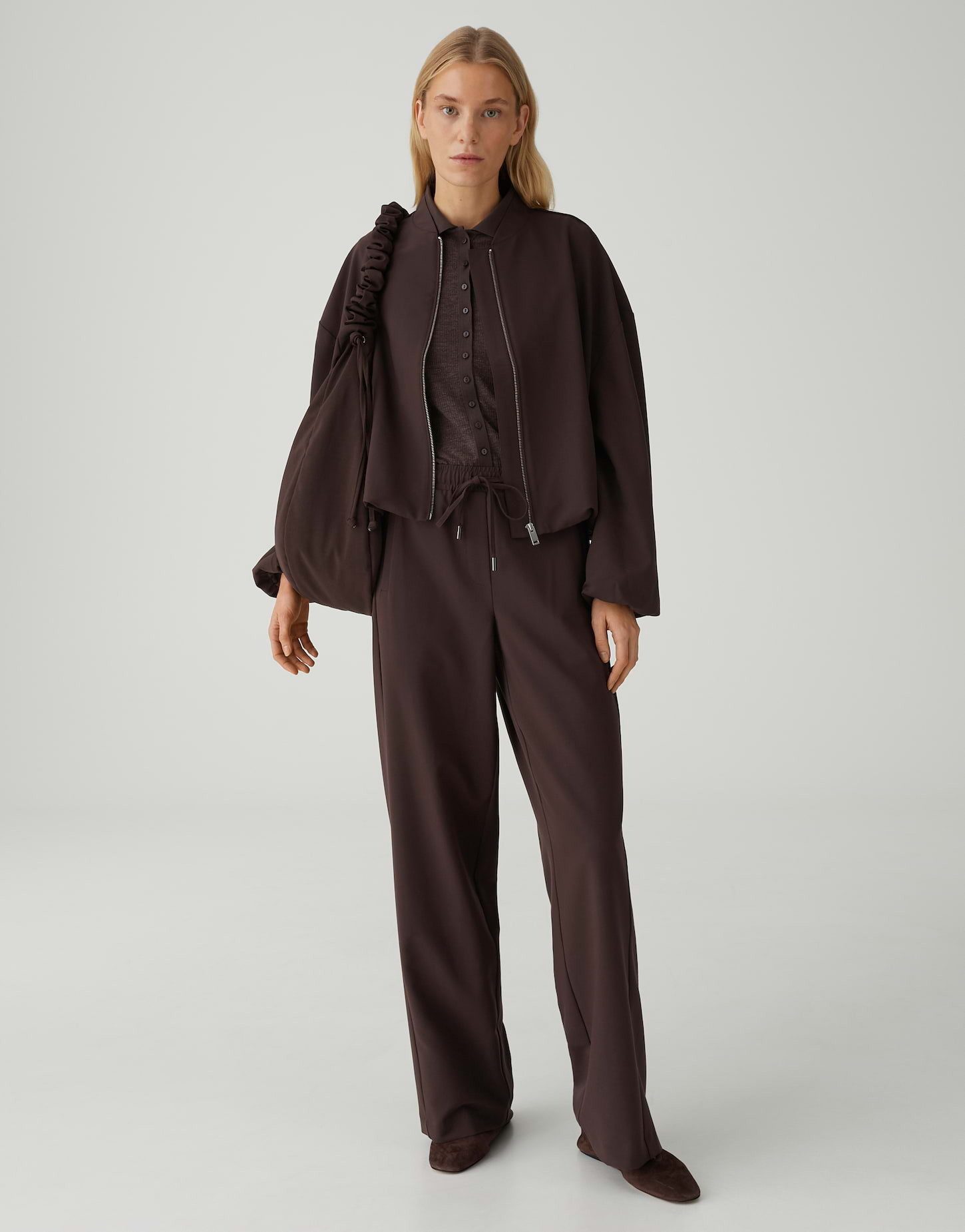 OPUS Jackenblazer JANICA in Twilloptik Weite Passform, ovaler Schnitt, Blousonkragen, schräge Eingrifftaschen