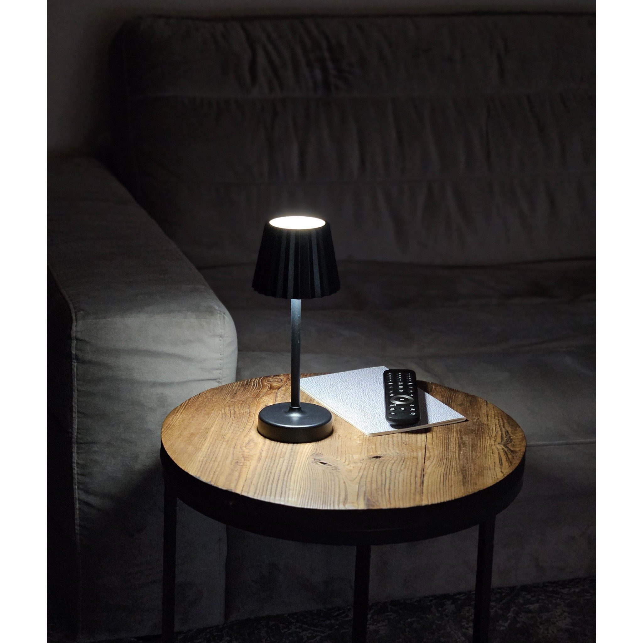 Meinposten LED Tischleuchte Lampe Leuchte LED weiß schwarz Batterie Leselampe Nachttischlampe, LED fest integriert, Tageslichtweiß – Bild 4 von 5