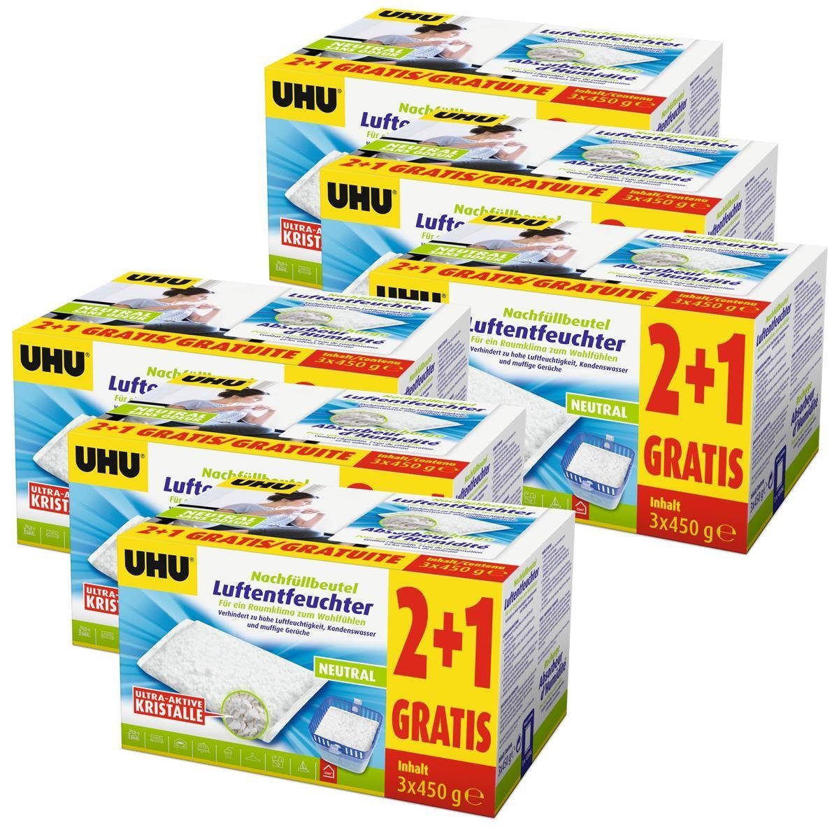 UHU Luftentfeuchter UHU Original Luftentfeuchter Nachfüllbeutel 3x450g Neutral air max (6e