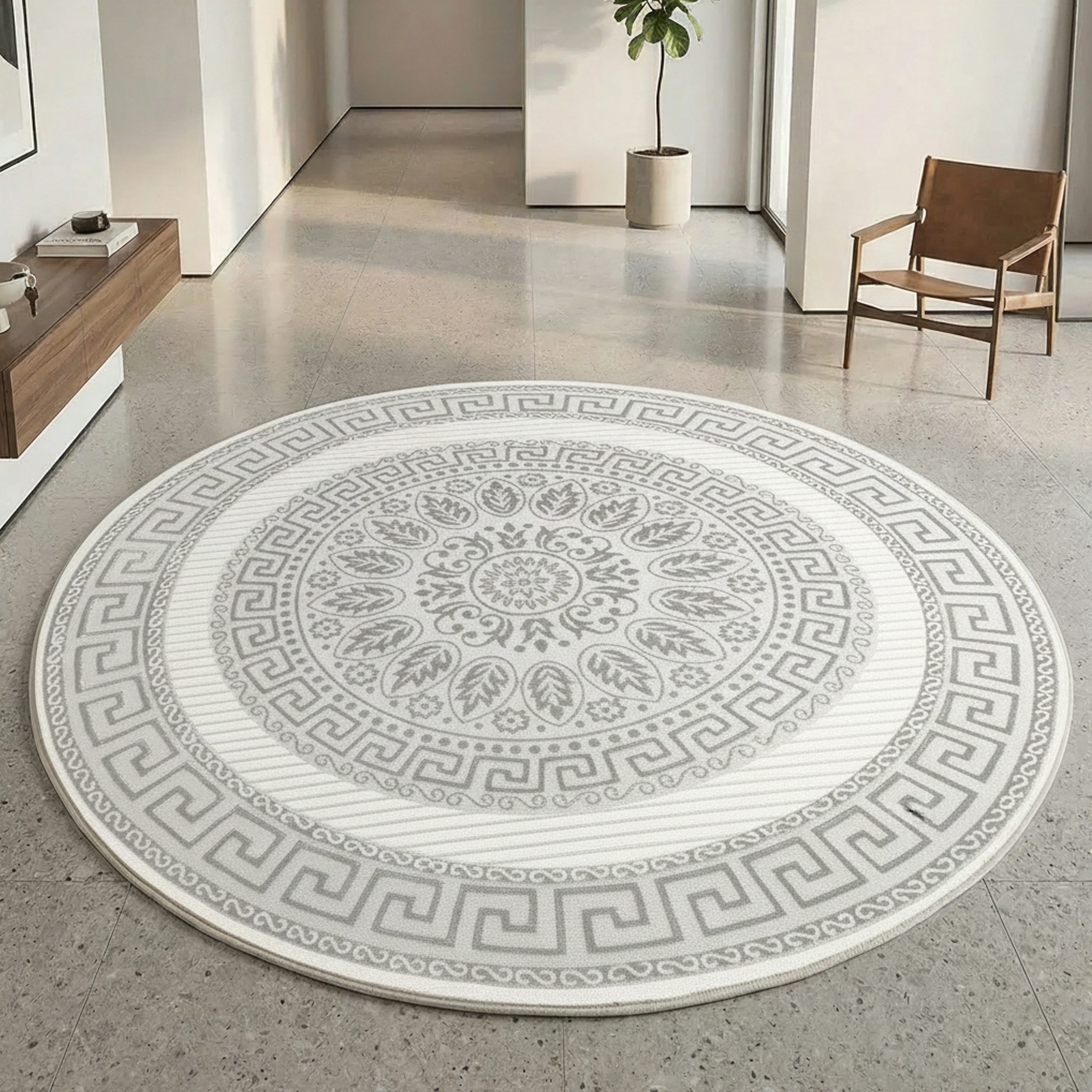 TeppichHome24 Designteppich Dekorative Motivstruktur, rund, Höhe: 8 mm, pflegeleicht, strapazierfähig, für Fußbodenheizung geeignet