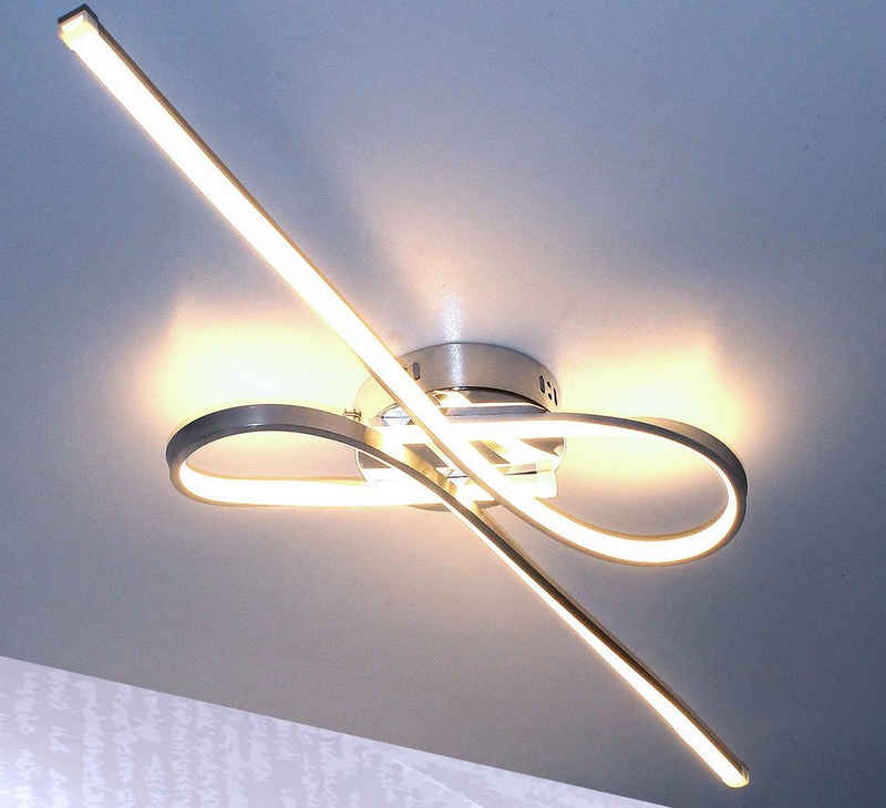 Lewima LED Deckenleuchte »Andra« XXXL 100x35cm groß Deckenlampe Alu Silber satiniert 25W, Tageslichtweiß / Neutralweiß, große Lampe Leuchte für Wohnzimmer Schlafzimmer