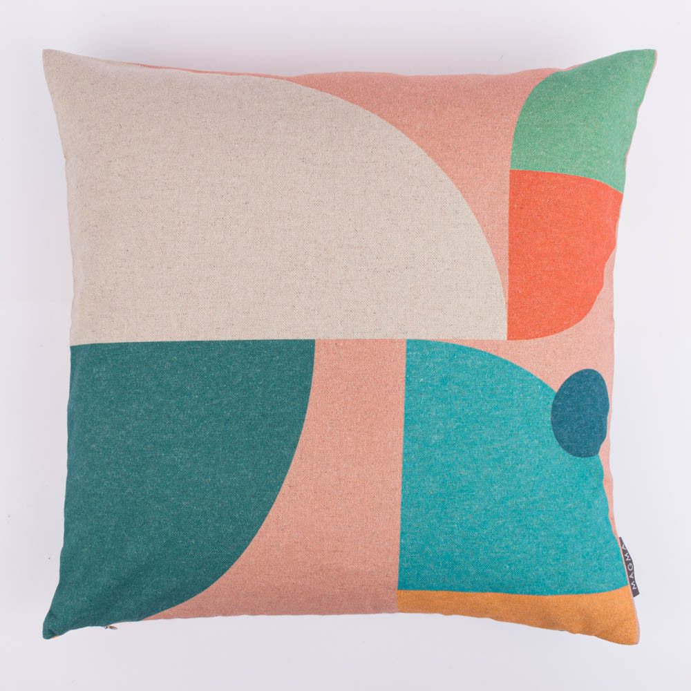 Magma Heimtex Dekokissen Wende-Kissenhülle Shapes Digitaldruck Leinen-Mischgewebe bunt 45x45cm