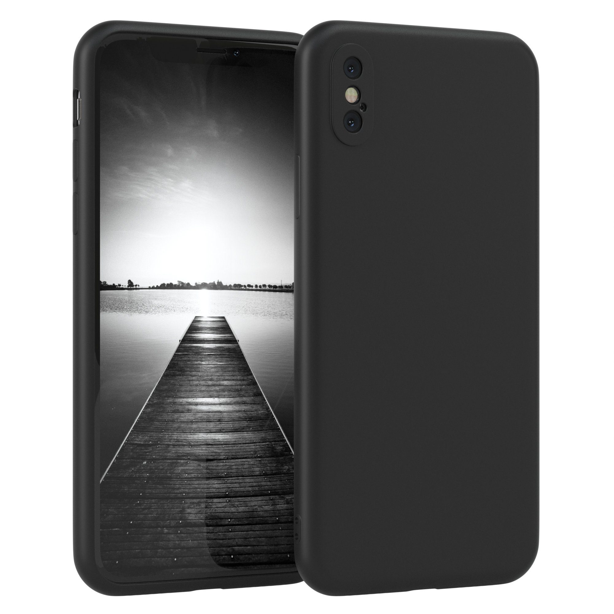 EAZY CASE Handyhülle TPU Hülle für Apple iPhone X / XS 5,8 Zoll, Silikon Schutzhülle mit Kameraschutz kratzfest Back Cover Etui Schwarz
