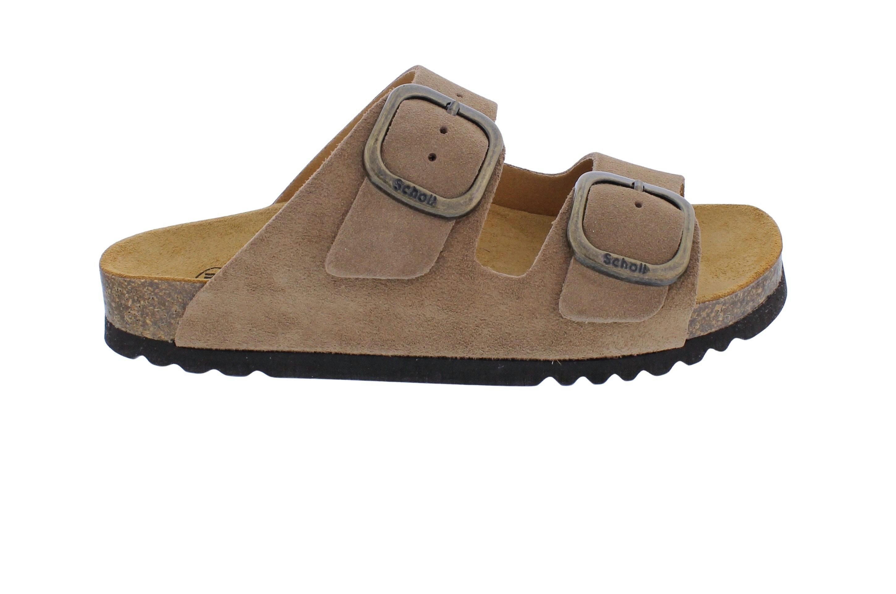 Scholl Scholl Pantolette mit Fußbett Noelle Taupe Suede - Velourleder Pantolette