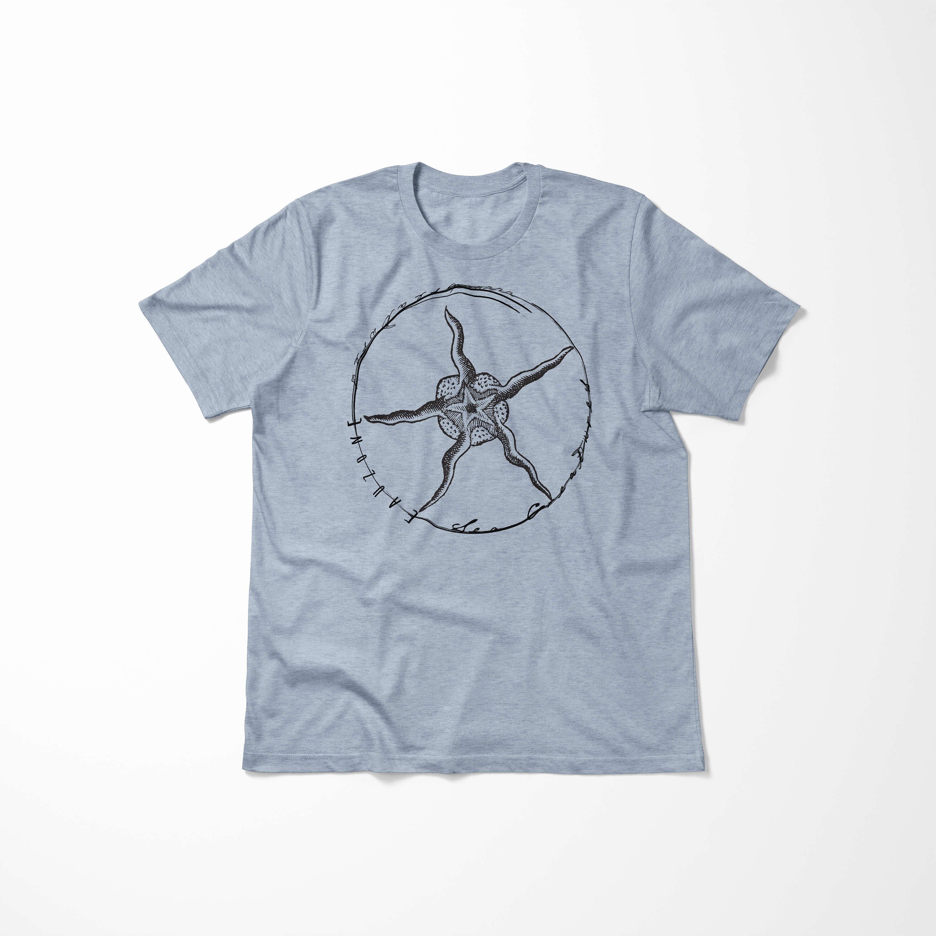 Sinus Stonewash Denim Art Tiefsee sportlicher T-Shirt Sea Struktur Schnitt 019 / Serie: T-Shirt feine Creatures, Fische - und Sea